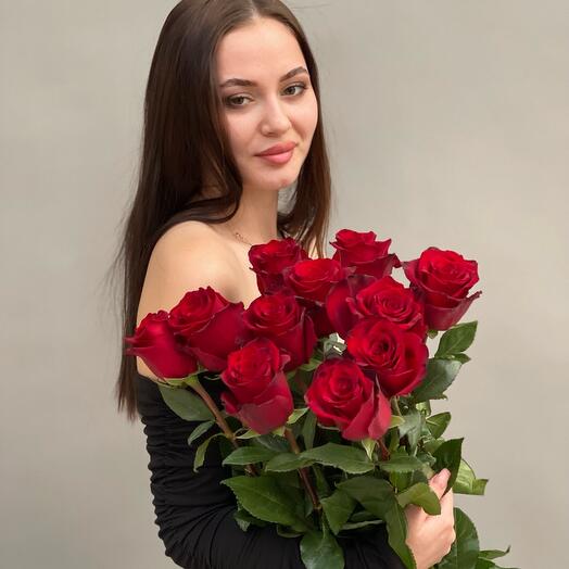 Bouquet of 11 red roses 80 cm