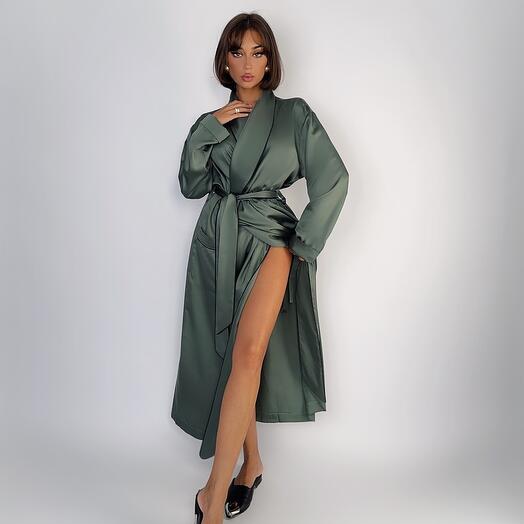 Bata de mujer de Tencel caqui "Gerda"