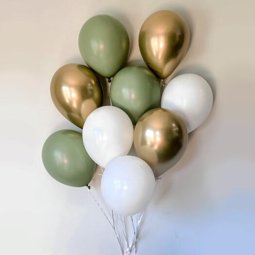 Fuente de 10 bolas (3 bolas de oro cromo, 4 blanco, 3 eucalipto)
