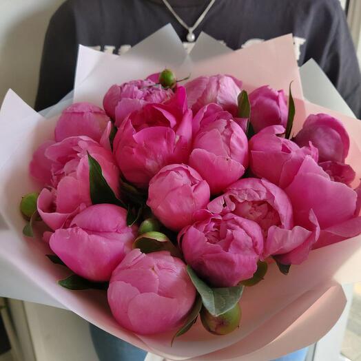 Pink peonies 15 pcs