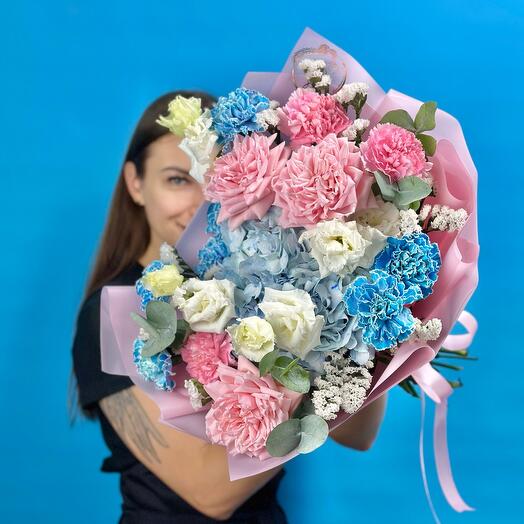 Букет из Японских пионовидных роз и гортензии. Авторский букет 720 Leora Flowers дом цветочной моды