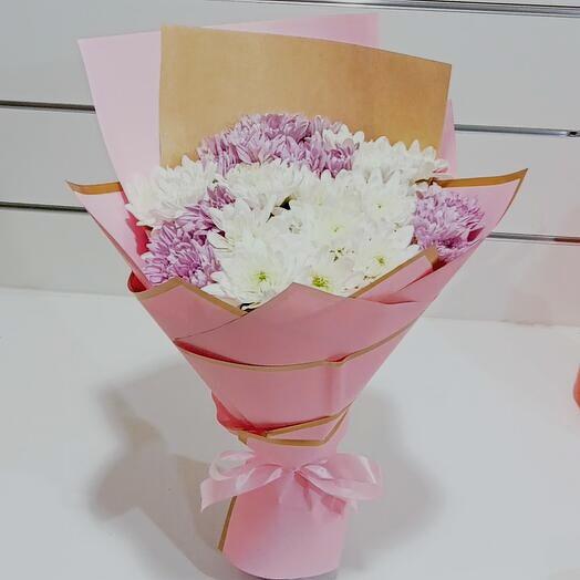 Pink N White Chrysanthemum Bouquet