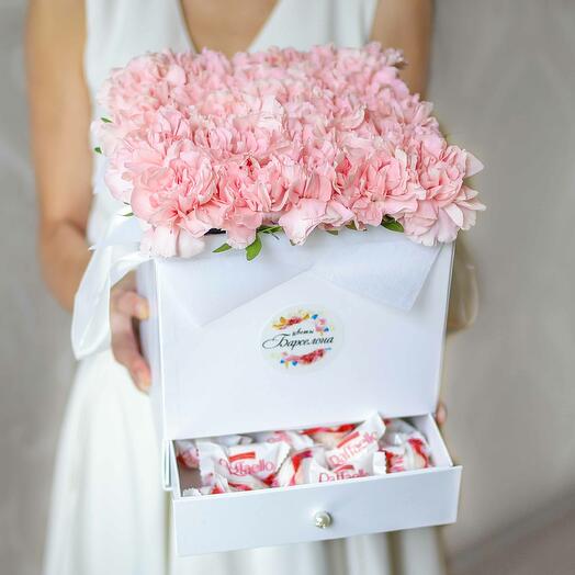 🎀Букет из 25 розовых диантусов в коробке🎀