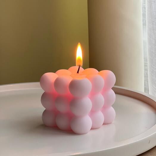 Формовая свеча CUBE BIG PINK