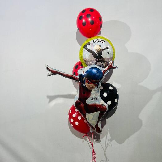 Lagy bag balloons lady bug and super cat 7 pcs
