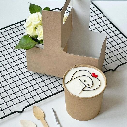 Set of flowers and cake in a glass of your favorite