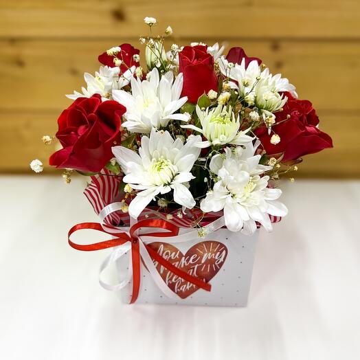 Flores en Caja s rojo