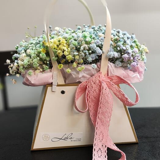 Flowers in a gypsafil box