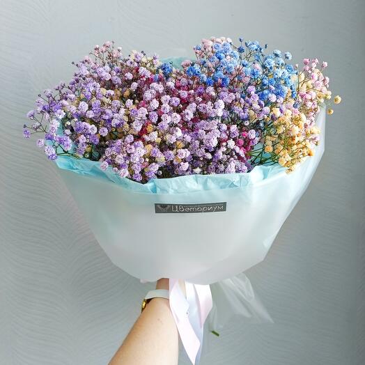 Букет "Радуга" из гипсофилы