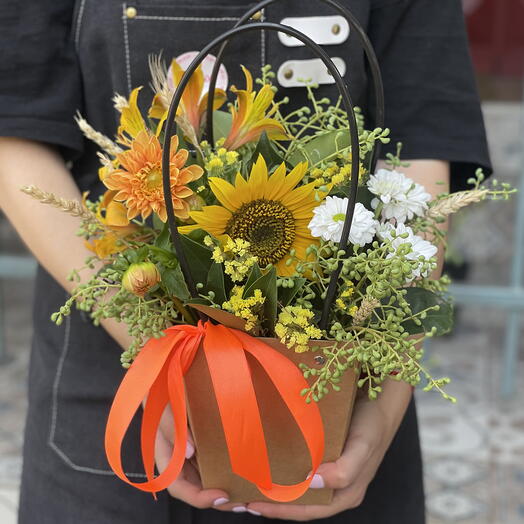 Craft bag with sunflower