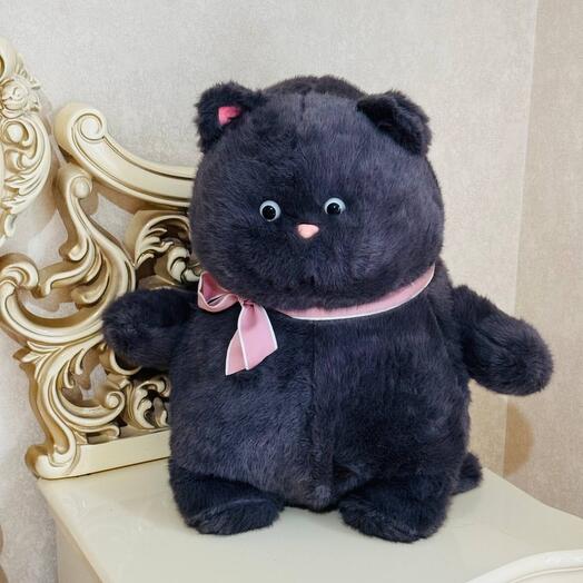 Grey plush fat cat 60 cm