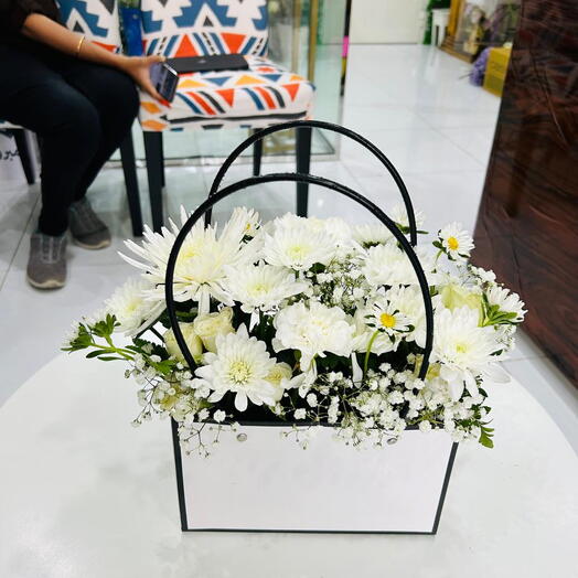 Flowers in White Bag Arrangement