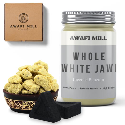 AWAFI MILL White Jawi | Triangle Charcoal Tablet - Bottle of 100 Gram with 20 Charcoal Piece