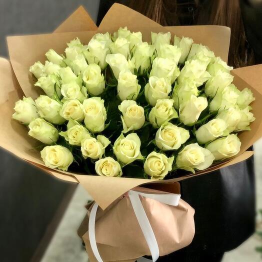 51 white roses in craft