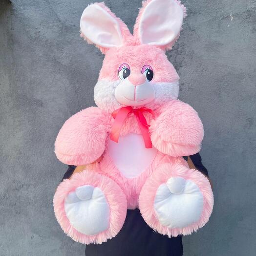 Плюшевый заяц 75 см розовый