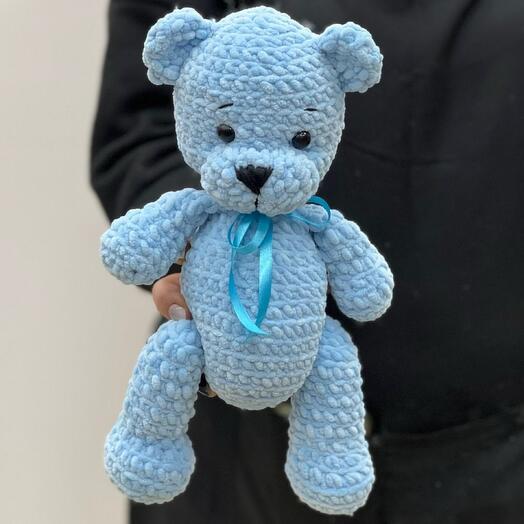 Мишка ручной работы голубой