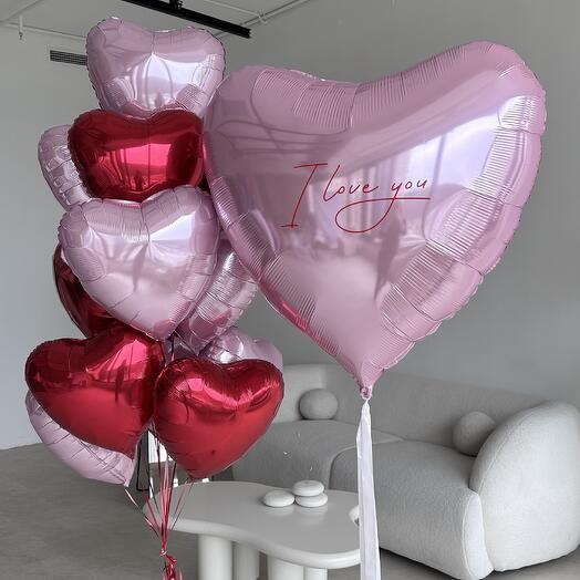 Воздушные шары сердца «I love you