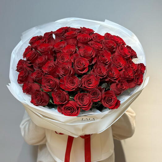 Букет из красных роз 51шт