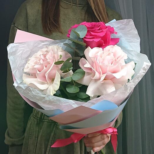 Букет с французскими розами "Микс" 🌸