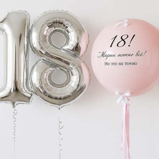 Набор шаров для девушки: цифры и шар с бантиками