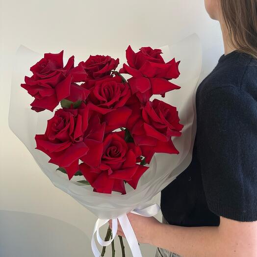 Монобукет с красной французской розой