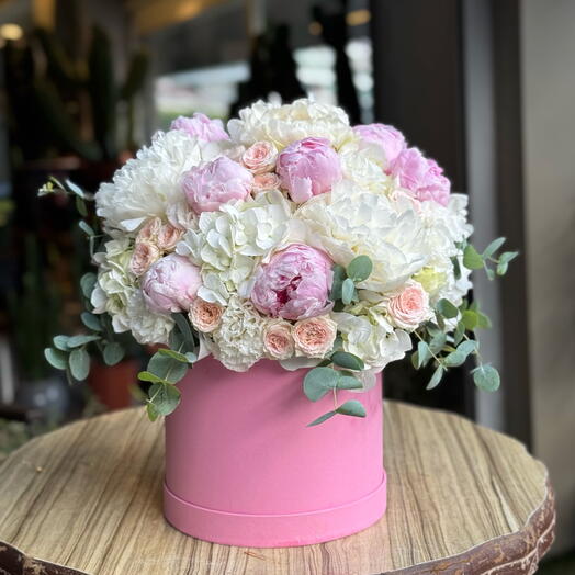 Pink and White Peony Box