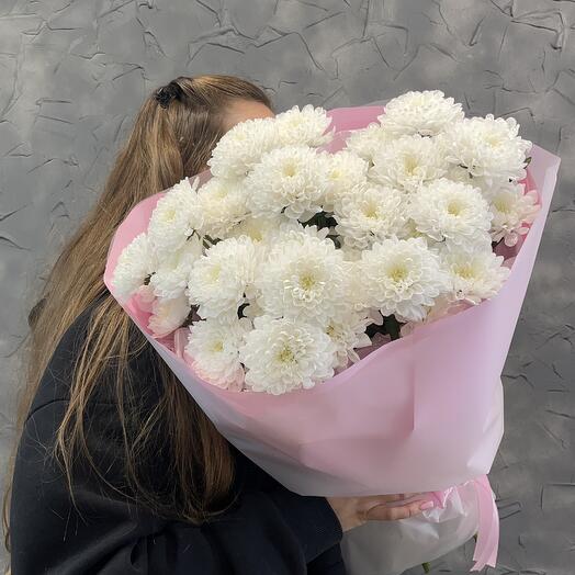 Букет из 5 белых хризантем 🤍