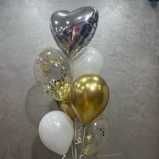 Фонтан шаров золото\серебро