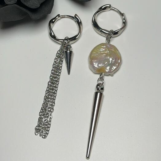 Серьги конго с акцентным жемчугом