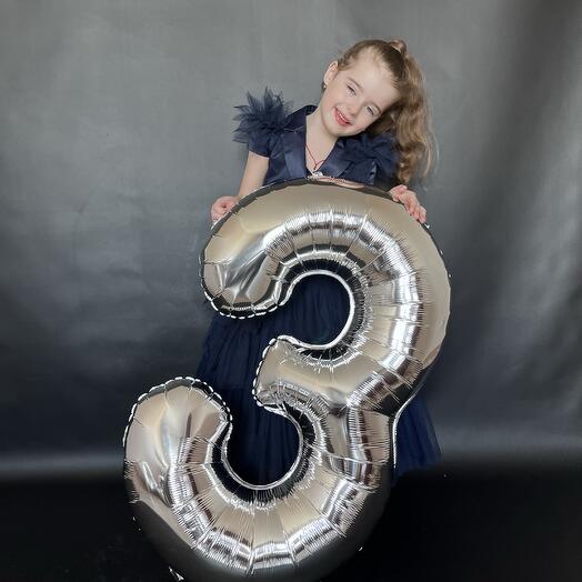 Шар Цифра 3 Серебро