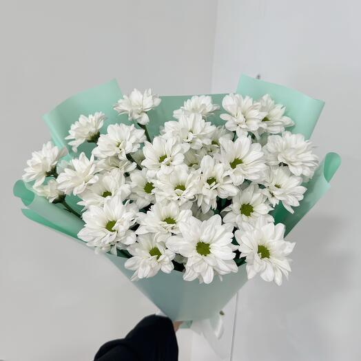 Букет из 5 белых хризантем 🌸