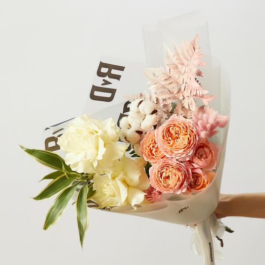 Букет из роз и хлопка Dozen baby 19