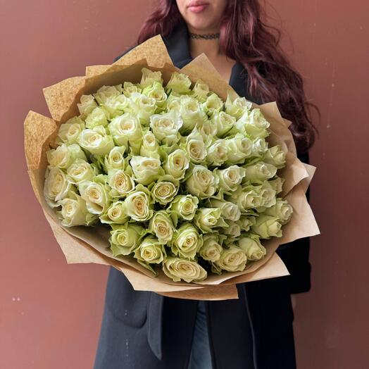 Акция 🔥 🔥 🔥 Букет 458 | 51 белая Роза в крафте
