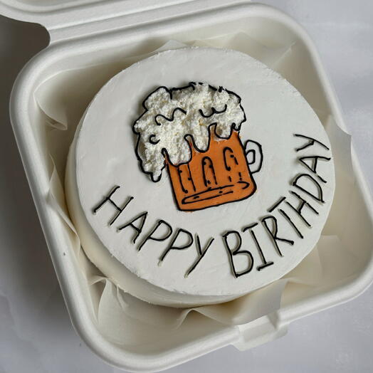 Бенто-торт с пивной кружкой happy birthday в подарок мужчине, мужу, папе, отцу, парню