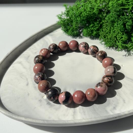 Браслет из натуральных камней "Родонит", XL