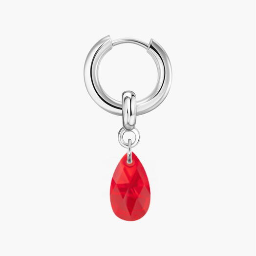 Моносерьга с красным кристаллом Swarovski