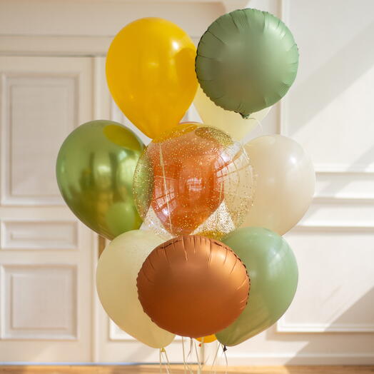 Связка воздушных шаров «Lemonade» на грузике | 11 шаров, 1 груз