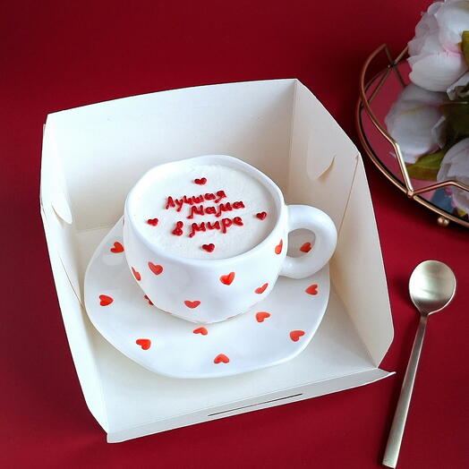 Торт в чашке с сердечками на 8 марта 🌷