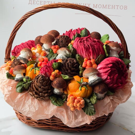 Лесная зефирная корзина для мамы, сладкая корзина на день мамы, день мамы