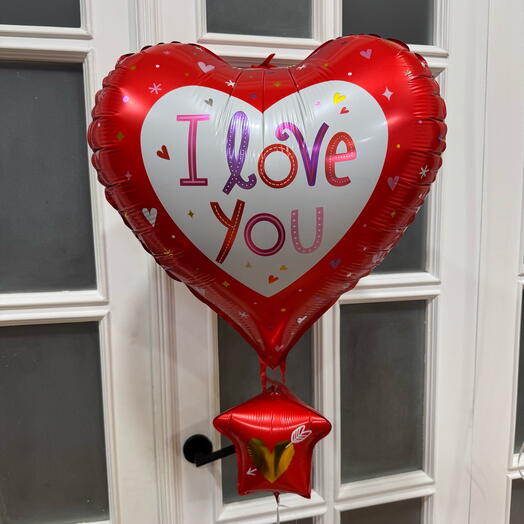 Воздушный шар I LOVE YOU форма сердце. Helium balloon heart shape I LOVE YOU
