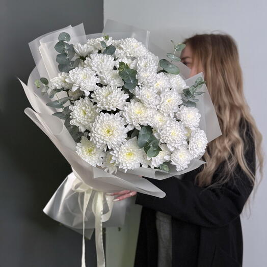 Хризантема Алтай с эвкалиптом 0007