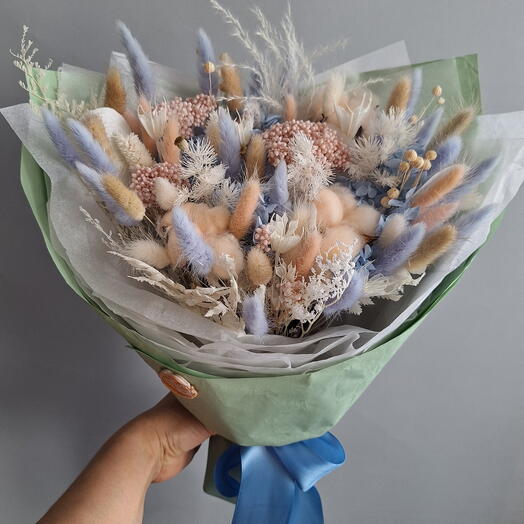 Сухоцветы букет ПАСТЕЛЬ +мыло ручной работы в подарок