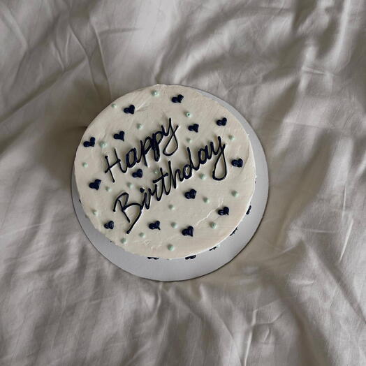 Торт 1,5 кг happy birthday и черными сердечками