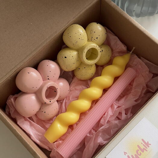 Подарочный набор Столовые свечи + подсвечники