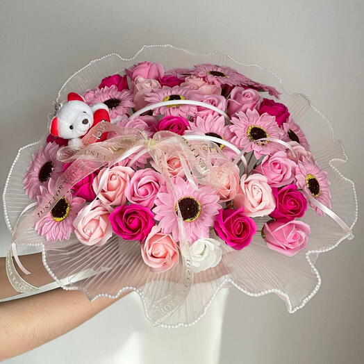 Композиция из мыльных цветов в сумочке 🌸💗