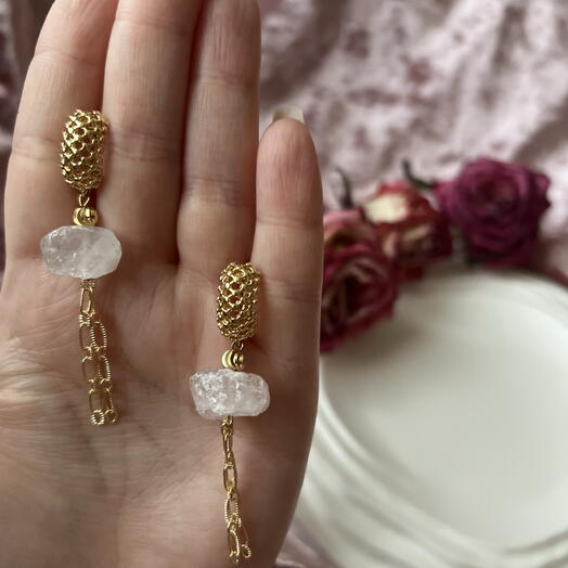 Серьги «Кварц розовый»
