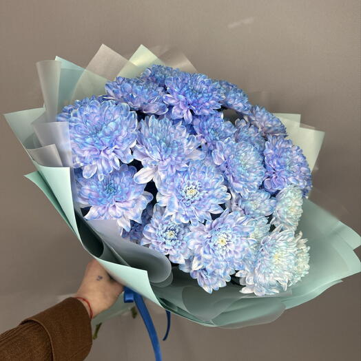Букет из ярких хризантем «сияние» 5 веток💙