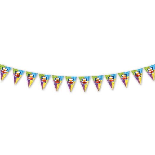 Гирлянда-флажки «Торт Happy Birthday»