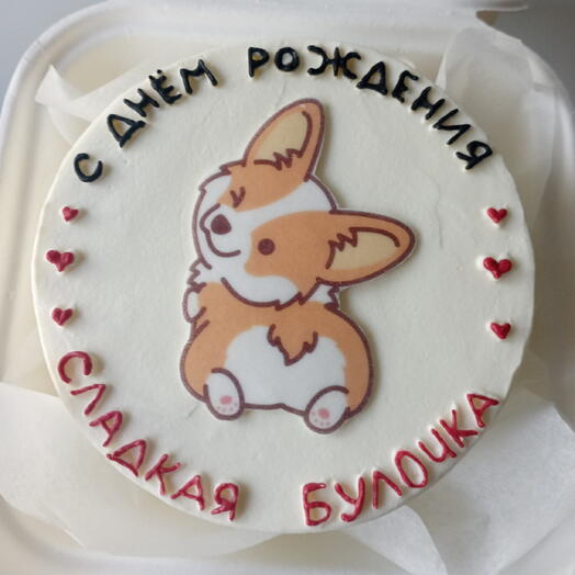 Бенто торт Сладкая булочка с картинкой Корги