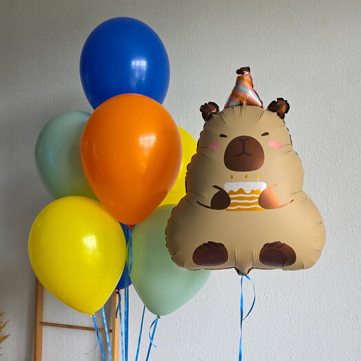 Шары для девочки дочки на день рождения Яркая капибара